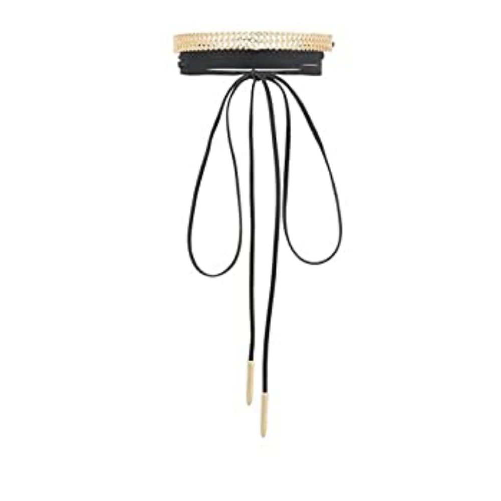 LYDELL NYC wrap choker gold suede